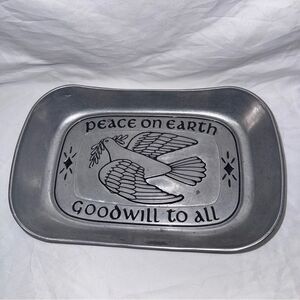 vintage Wilton Armetale pewter bread serving tray Peace on Earth Goodwill to All